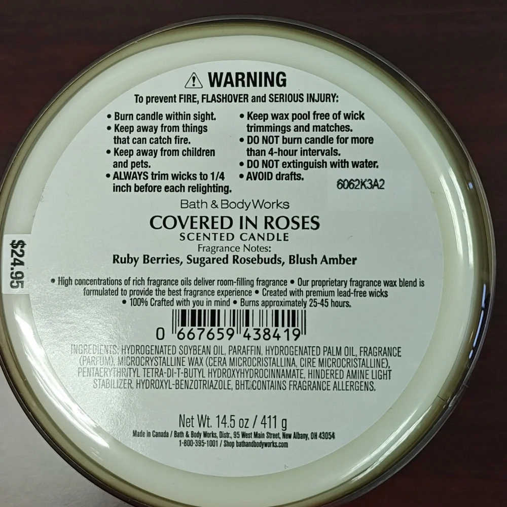 Bath & Body Works COVERED IN ROSES 3-Wick Candle - Picture 3 of 3